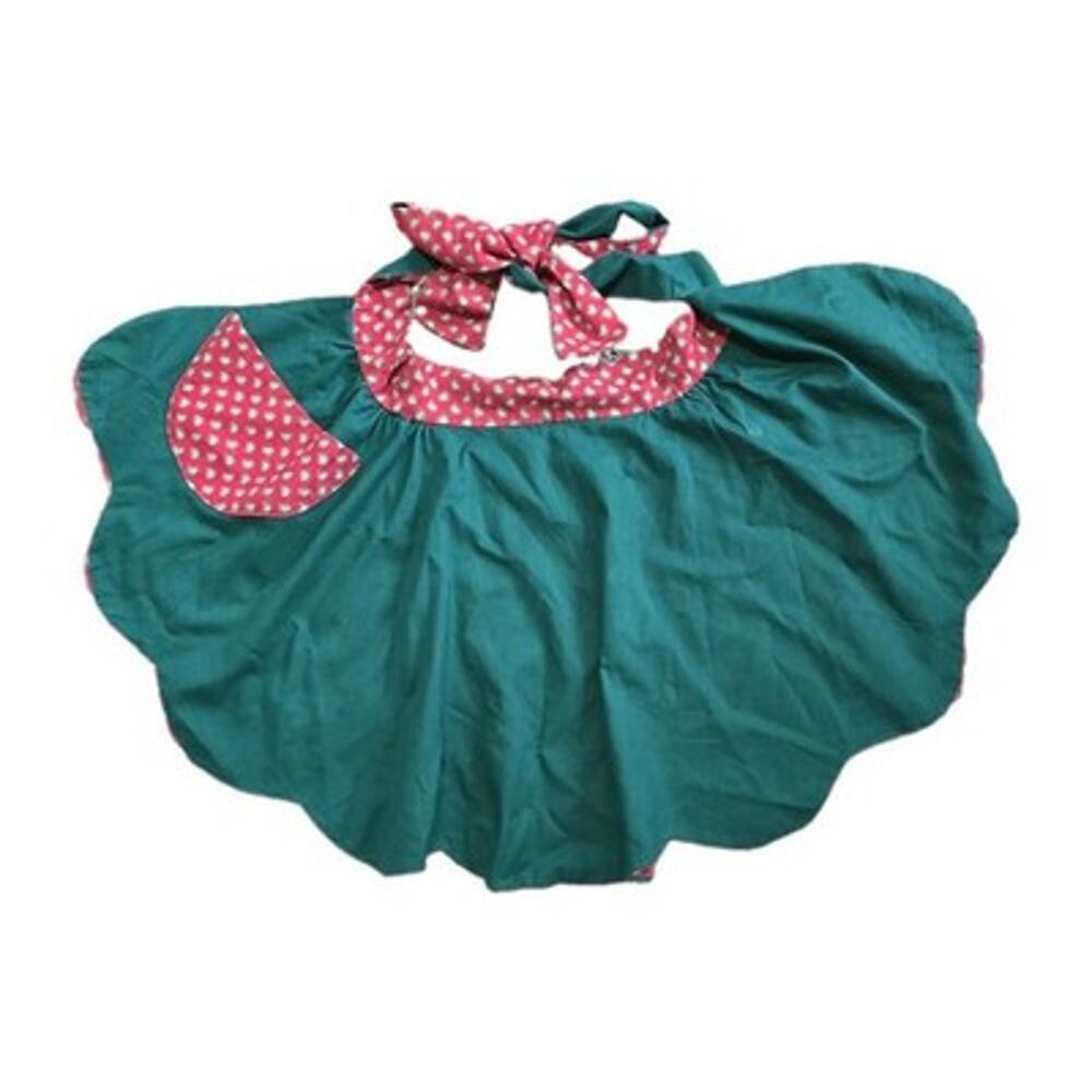 Vintage Christmas Holiday Kitchen Apron Reversible 90s Pocket